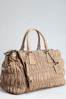 Prada  Gaufre Pleated Leather Crossbody Tote - Lyst
