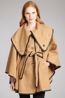 Rachel Zoe Tan Wool Wrap Collar Cape - Lyst