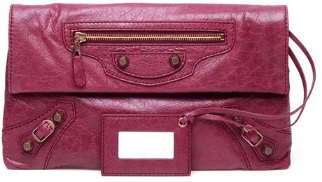 Balenciaga Giant Leather Envelope Clutch in Purple (burgundy) - Lyst