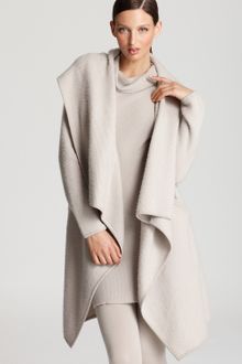 Donna Karan New York Coat Hooded Drape Front Cozy - Lyst
