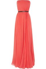 Gucci Belted Silk Chiffon Strapless Gown