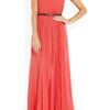 Gucci Belted Silk Chiffon Strapless Gown in Red (coral) - Lyst