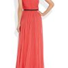 Gucci Belted Silk Chiffon Strapless Gown in Red (coral) - Lyst