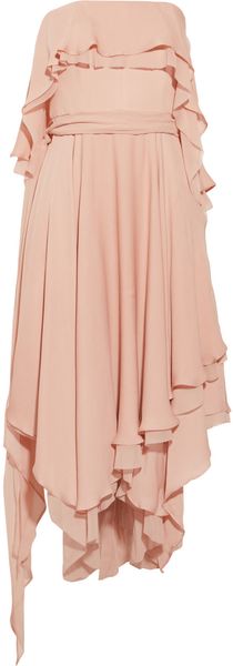Halston Heritage Ruffled Silk Crepe And Chiffon Dress in Pink (rose) - Lyst