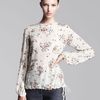 Lela Rose Beaded Chiffon Blouse in White (ivory) - Lyst