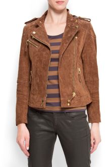 Mango Suede Biker Jacket - Lyst