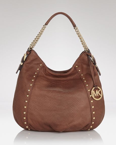 Michael Kors Michael Shoulder Bag Medium Embossed Leather in Brown ...
