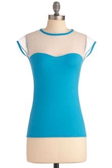 ModCloth The Answer Is Sheer Top in Aqua - Lyst