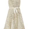 Oscar De La Renta Embellished Tulle Dress in Silver (champagne) - Lyst