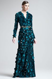 Oscar de la Renta Embellished Velvet Cutout Gown - Lyst