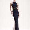 Stella Mccartney Belted Colorblock Gown in Blue (navy) - Lyst