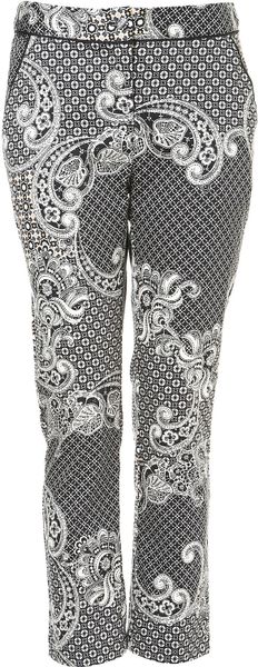 Topshop Paisley Cigarette Trousers in Black - Lyst