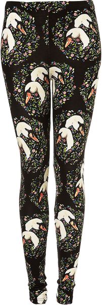 Topshop Swan Print Leggings - Lyst