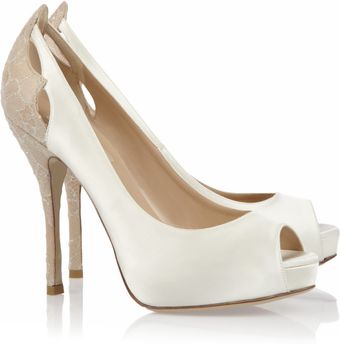 Valentino Satin and Crystalembroidered Lace Pumps - Lyst