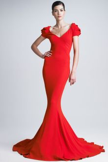 Zac Posen Stretch Crepe Mermaid Gown - Lyst