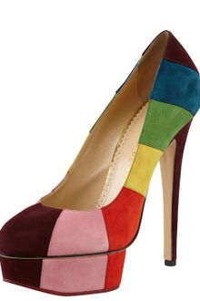 Charlotte Olympia Priscilla Striped Suede Islandplatform Pump - Lyst