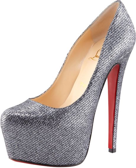 Christian Louboutin Daffodil Glitter Platform Pump in Silver - Lyst