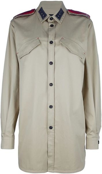 Dsquared2 Military Shirt Dress in Beige - Lyst