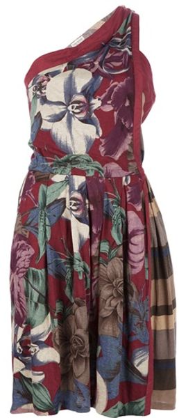 Gianni Versace Vintage One Shoulder Floral Dress - Lyst