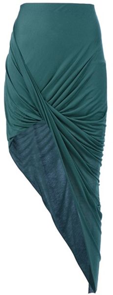 Helmut Lang Drape Skirt in Green - Lyst