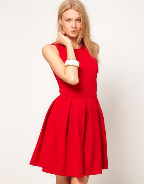 Oasis Scuba Skater Dress in Red - Lyst