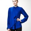 Stella Mccartney Drapedfront Silk Blouse in Blue - Lyst
