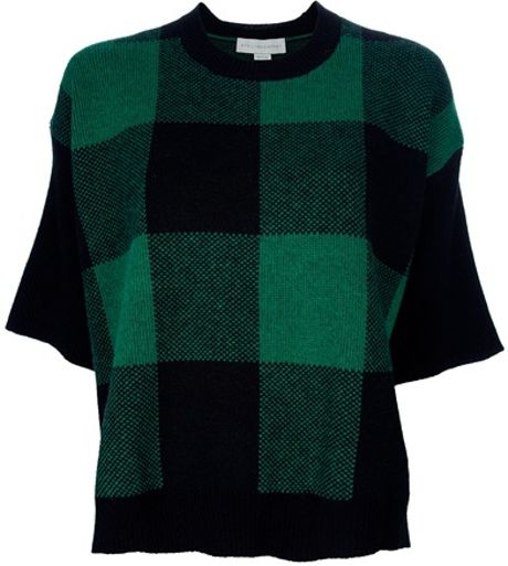 Stella Mccartney Checked Tshirt in Black (green) - Lyst
