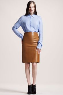 The Row Backzip Leather Skirt - Lyst