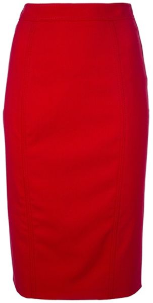 Valentino Pencil Skirt in Red - Lyst