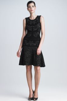 Zac Posen Bonded Floral Jacquard Flounce Dr - Lyst