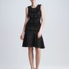 Zac Posen Bonded Floral Jacquard Flounce Dress in Black - Lyst