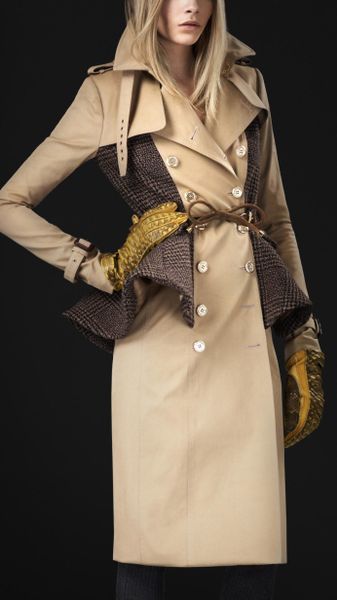 Burberry Prorsum Wool Peplum Trench Coat - Lyst
