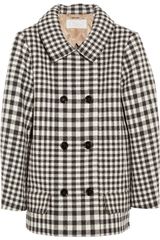 Chloé Double Breasted Checked Wool Coat