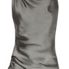 Donna Karan New York Cowlneck Mattesatin and Jersey Top in Silver - Lyst