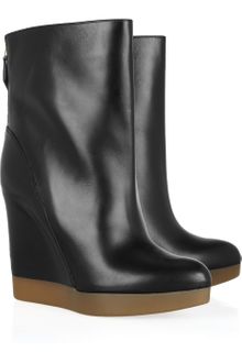 Jil Sander Leather Wedge Ankle Boots - Lyst