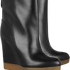 Jil Sander Leather Wedge Ankle Boots in Black (tan) - Lyst