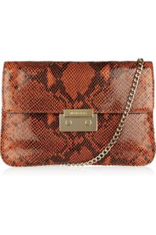 Michael by Michael Kors Sloan Python Effect Glossed Leather Clutch - Lyst