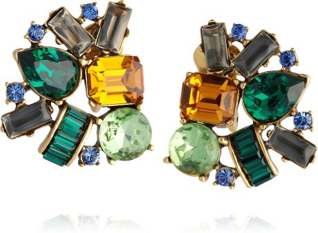Oscar De La Renta GoldPlated Crystal Clip Earrings in Gold - Lyst