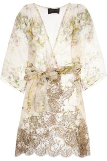 Rosamosario Classica Bellezza Silkcreponne and Lace Robe - Lyst