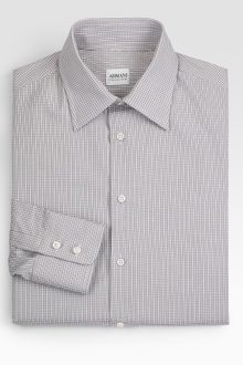 Armani Check Dress Shirt - Lyst