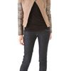 Matthew Williamson Leather Biker Jacket with Metallic Insets in Brown (taupe) - Lyst