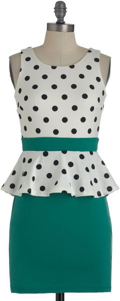 Modcloth Salt N Peplum Dress in Green (black) - Lyst