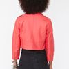 Nasty Gal Cropped Moto Jacket in Pink (coral) - Lyst