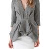 Thakoon V Neck Gathered Waist Top in Gray (grey) - Lyst