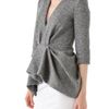 Thakoon V Neck Gathered Waist Top in Gray (grey) - Lyst