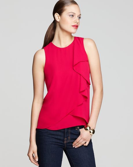 Bcbgmaxazria Tank Julianna Cascade Drape in Red (turkish rose) - Lyst
