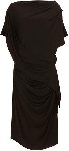 Black Twisted Waist Jersey Dress - Lyst