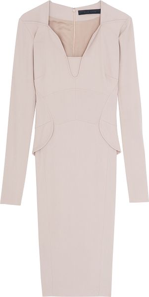 Elie Saab Crepe Short Dress in Beige (gold) - Lyst