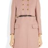 Miu Miu Shearling Collar Double Breasted Wool Coat in Pink (blush) - Lyst