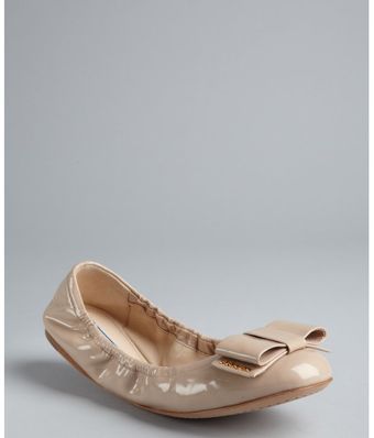 Prada Powder Patent Leather Large Bow Ballet Flats - Lyst
